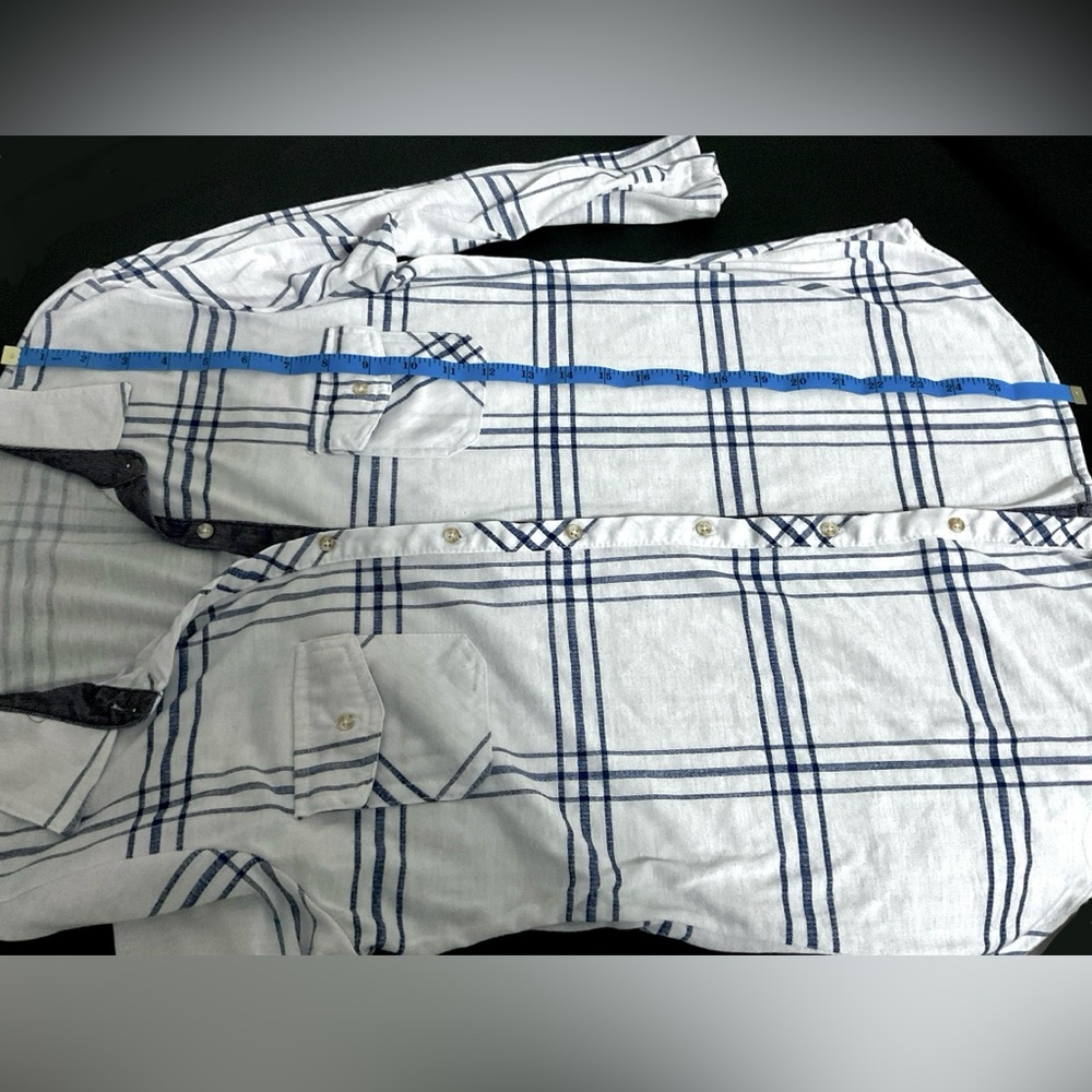 White and Blue Plaid Button Down Shirt - Picture 6 of 7